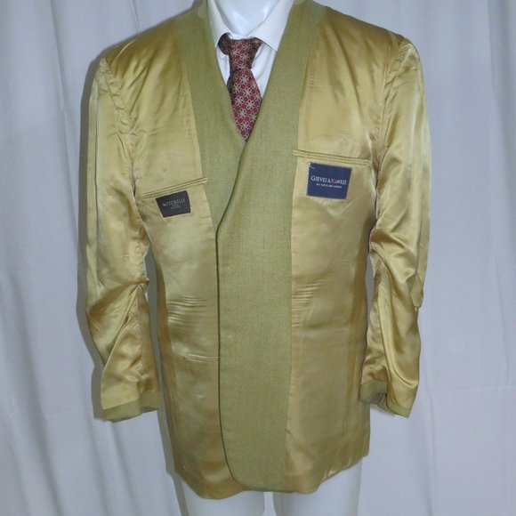 Gieves & Hawkes Claridge Silk Blend Barley Herringbone Two Button Sport Coat 42R - Picture 9 of 11